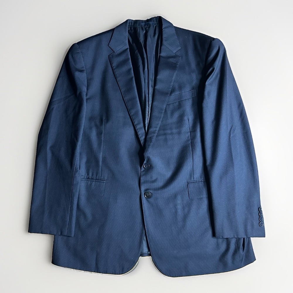 Ralph Lauren Black Label Blazer Sport Coat Mens 46R Black Pinstripe Wool Italy